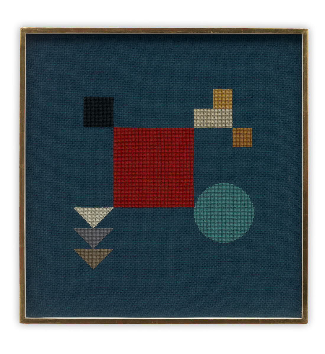 Composition à carrés, cercle, rectangles, triangles <br>(Composition with squares, circle, rectangles, triangles)